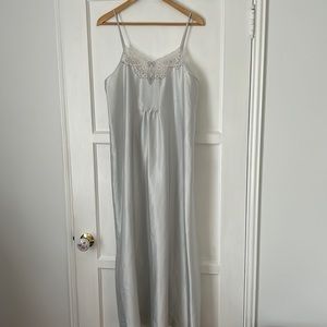 Vintage Grey and White Spaghetti Strap Slip Dress UK 14 US 10